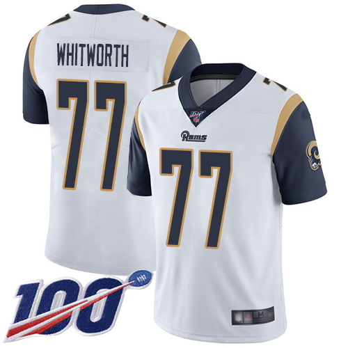 Los Angeles Rams Limited White Men Andrew Whitworth Road Jersey NFL Football 77 100th Season Vapor Untouchable